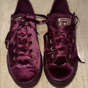 Converse Velvet Low Top Sneakers - Burgundy Wine